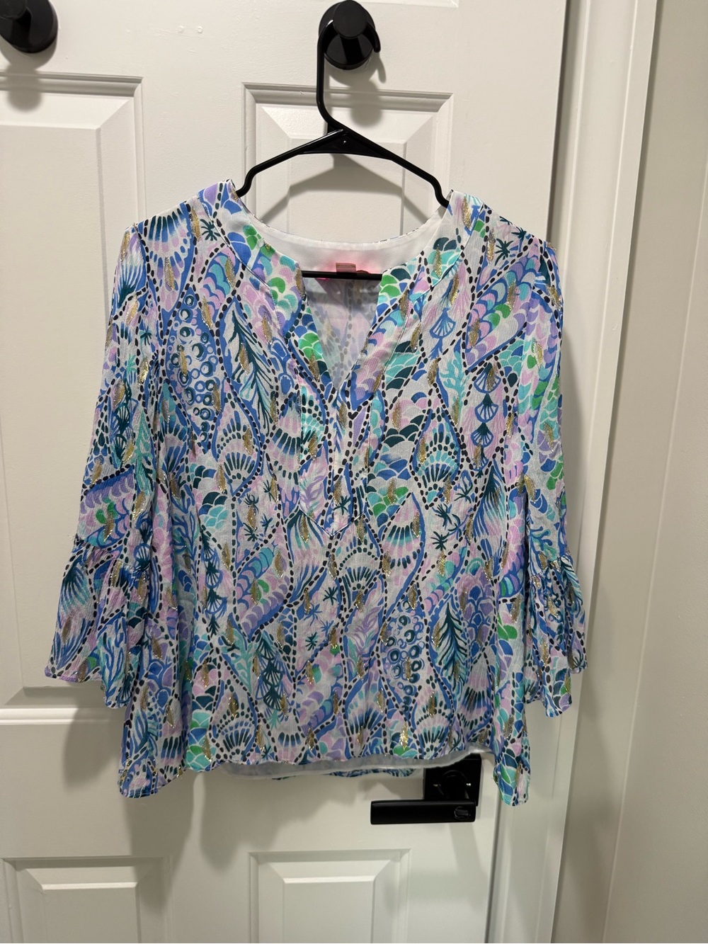 Lilly Pulitzer Pastel Multi Paisley-Print V-Neck Blouse